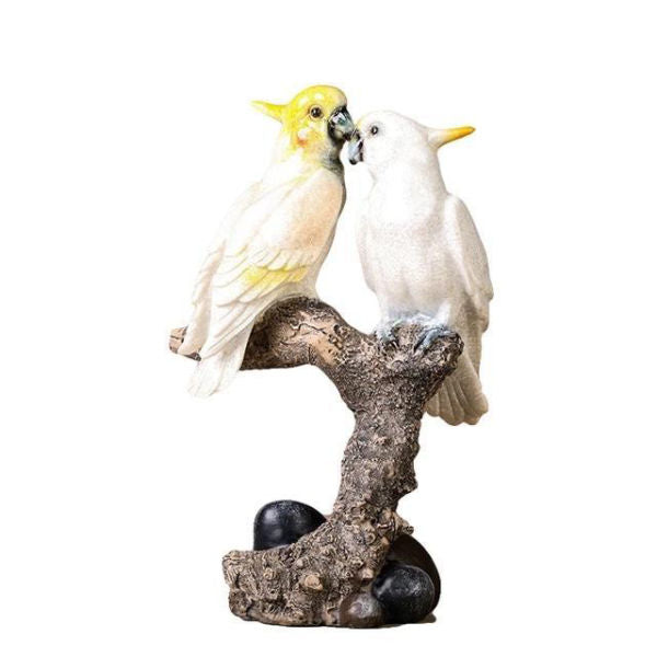 Statue Perroquet<br> Couple Cacatoès