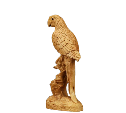 Statue de perroquet en bois